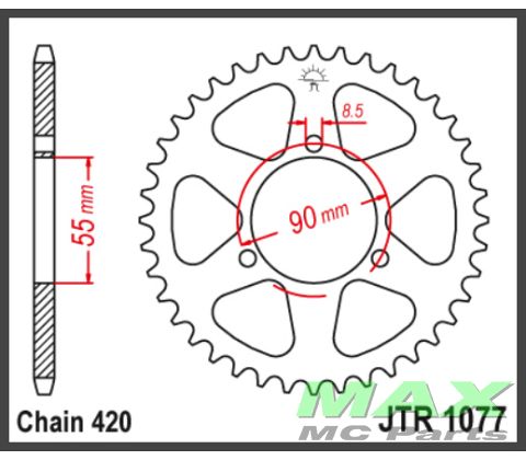 Bagkædehjul - 1077/47T Chiaravalli