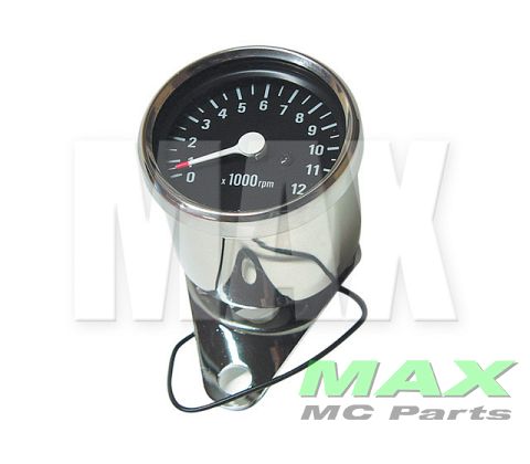 Chrom Omdrejningstæller m/beslag Sort 