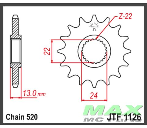 JT Fortandhjul - JTF1126.16 PEGASO 650