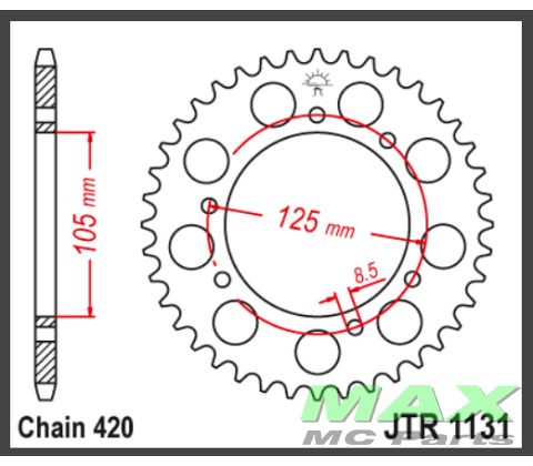 JT Bagkædehjul - JTR1131/48 