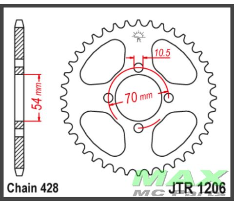 JT Bagkædehjul - JTR1206.42 CBR125 04-11