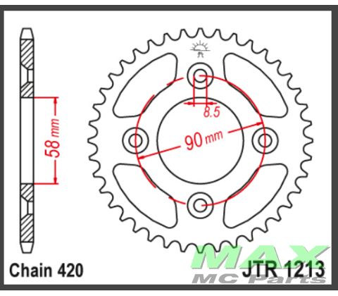 JT Bagkædehjul - JTR1213.37  STEEL CRF50