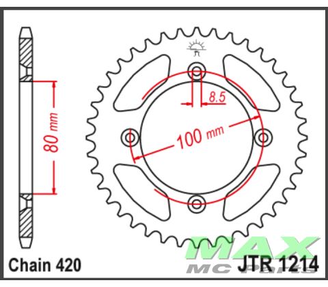 JT Bagkædehjul - JTR1214.38 CRF110 03-22