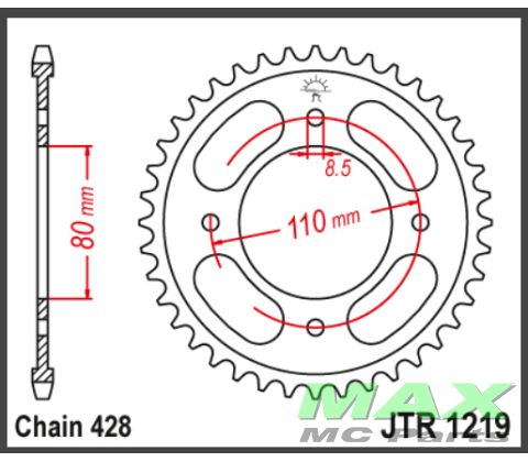 JT Bagkædehjul- JTR1219.42 CBF125 CB125R