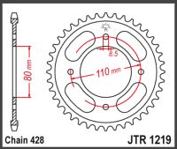 JT Bagkædehjul- JTR1219.42 CBF125 CB125R