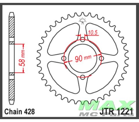 JT Bagkædehjul - JTR1221.44