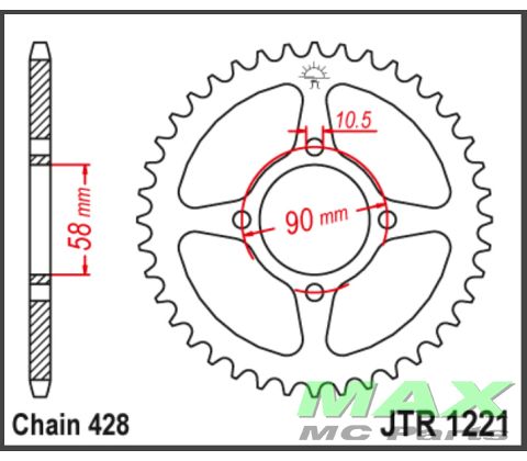 JT Bagkædehjul - JTR1221.45 CB125F 15-20