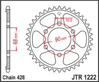 JT Bagkædehjul- JTR1222.47 CBF125N 18-20