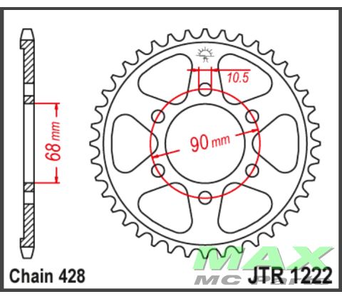 JT Bagkædehjul- JTR1222.47 CBF125N 18-20