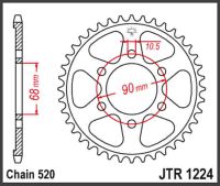 JT Bagkædehjul - JTR1224.36 CBF300 N