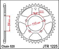 JT Bagkædehjul - JTR1225.41 CB500 X/F/R