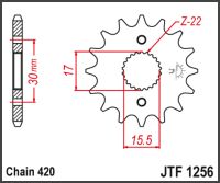 JT Forkædehjul - JTF1256.14 CRF50 04-22