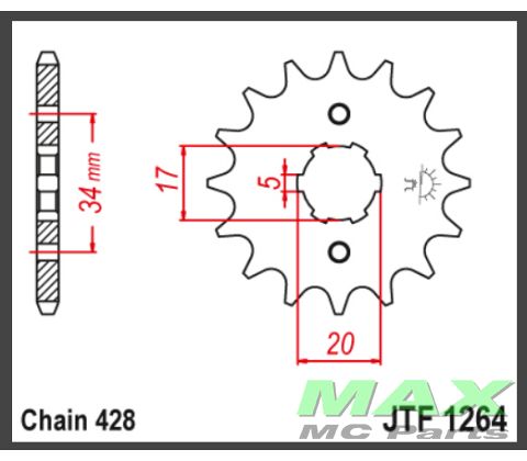 JT Fortandhjul - JTF1264.16 CBF125 09-14