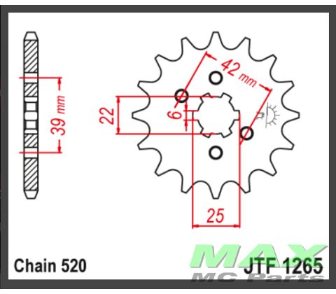 JT Fortandhjul - JTF1265.14 XL250 76-81