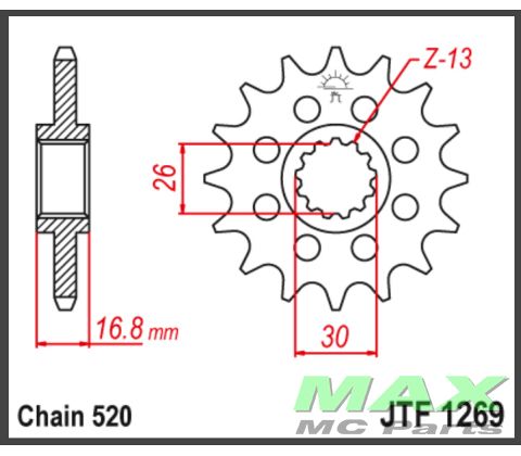 JT Fortandhjul - JTF1269.16 CBR600 #520 