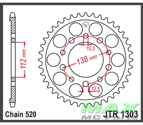 JT Bagkædehjul - JTR1303.39 #520 CONVERS