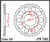 JT Bagkædehjul - JTR1303.39 #520 CONVERS