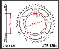 JT Bagkædehjul - JTR1304.38 VT750S