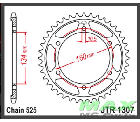 JT Bagkædehjul -JTR1307.46 CBR600F 01-02