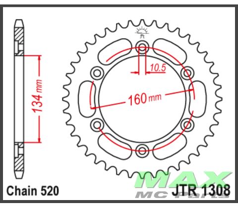 JT Bagkædehjul - JTR1308.42  #520 CHAIN