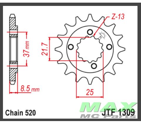 JT Forkædehjul - JTF1309.14 TRX400 XR650