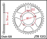 JT Bagkædehjul - JTR1313.40 CBR400RR