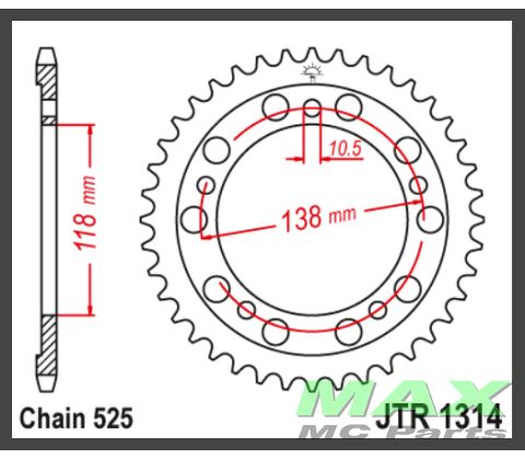 JT Bagkædehjul - JTR1314.39 CBR400R