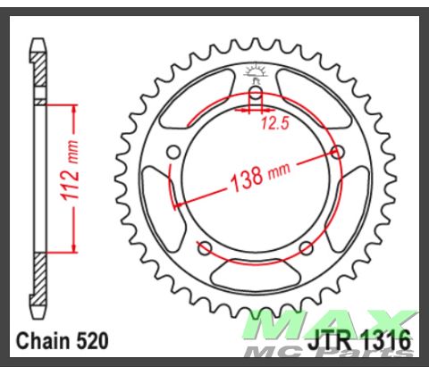 JT Bagkædehjul - JTR1316.38 HONDA NC750X