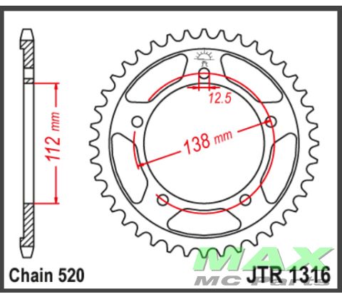 JT Bagkædehjul - JTR1316.43 HONDA NC750