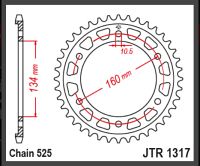 JT Bagkædehjul -JTR1317.43 CBR1000RR 22-