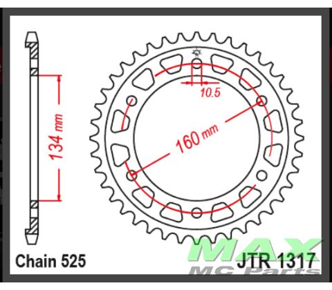 JT Bagkædehjul -JTR1317.43 CBR1000RR 22-