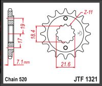 JT Fortandhjul - JTF1321.13 CRF250 NX250