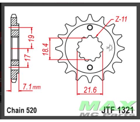 JT Fortandhjul - JTF1321.14 CBF250 CBF30