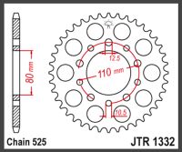 JT Bagkædehjul - JTR1332.36 CB450 CMX450