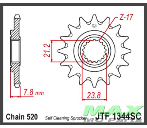 JT Fortandhjul - JTF1344.14SC CRF250 18-