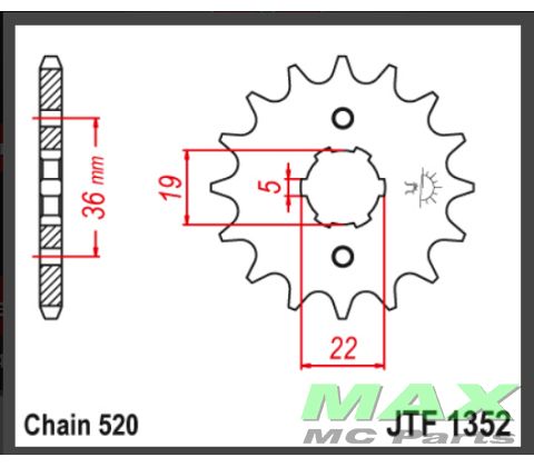 JT Forkædehjul - JTF1352.13 HONDA ATV