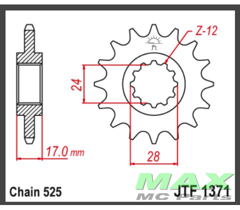 JT Fortandhjul - JTF1371.15 CBF60 CBR600