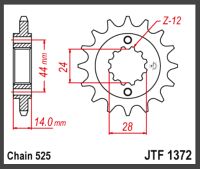 JT Fortandhjul - JTF1372.17 VT750 98-13