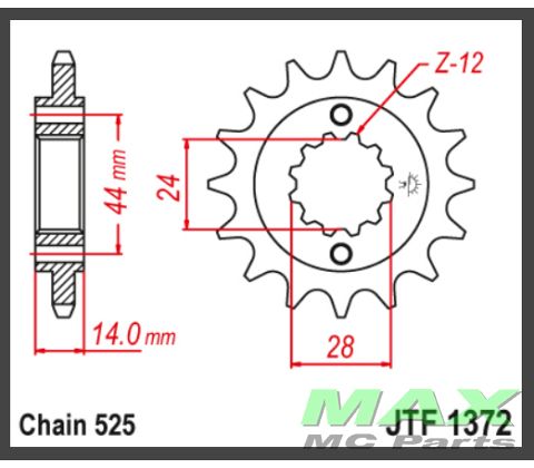 JT Fortandhjul - JTF1372.17 VT750 98-13
