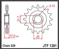JT Fortandhjul - JTF1381.16 HONDA CB500F