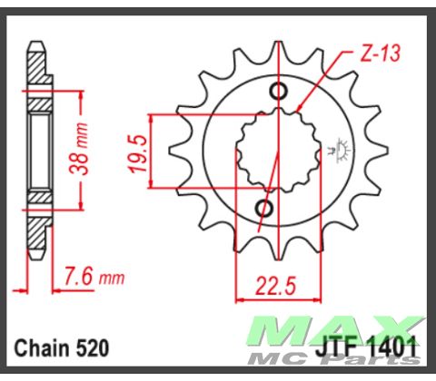 JT Forkædehjul - JTF1401.14