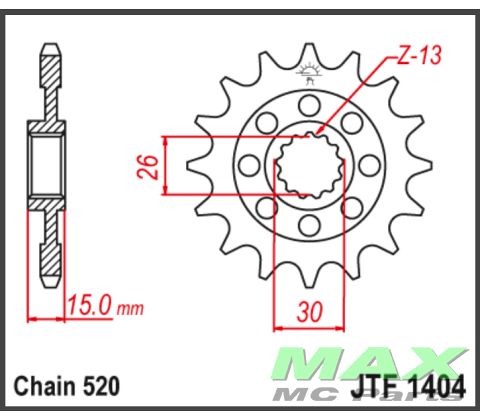 JT Fortandhjul-JTF1404.16 BMW #520 CHAIN