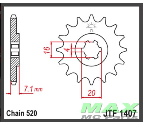 JT Fortandhjul - JTF1407.10 LT80 KSF80