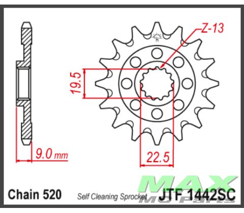 JT Fortandhjul - JTF1442SC RMZ250 13-20