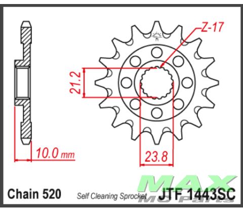 JT Fortandhjul - JTF1443SC RMZ450 13-19