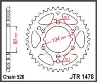 JT Bagkædehjul - JTR1478.38, STEEL