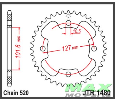 JT Bagkædehjul - JTR1480.38 POLARIS