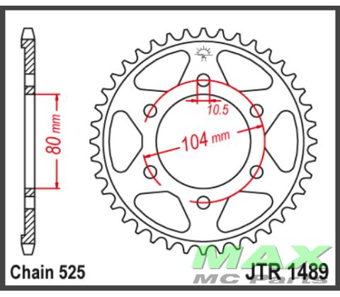 JT Bagkædehjul - JTR1489.39 ZX10R 04-20