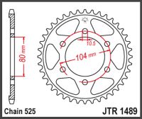 JT Bagkædehjul - JTR1489.44 KAWASAKI