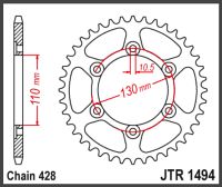 JT Bagkædehjul - JTR1494.57 KAWA 125
